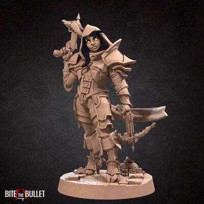 Demon Hunter from Bite the Bullet's Bullet Hell: Heroes set. Total height apx.51mm. Unpainted Resin Miniature - image3